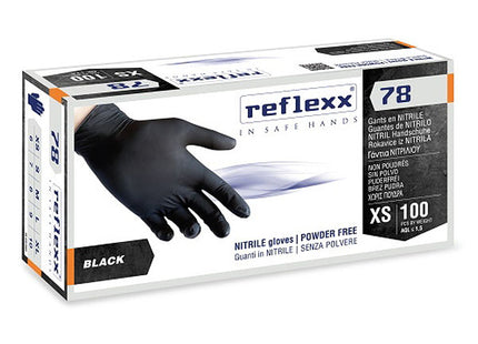 GUANTI REFLEXX MOD. R78 IN NITRILE COLORE NERO CONF.DA PZ.100 TG L