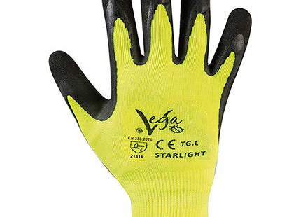 GUANTI MOD. STARLIGHT IN NYLON E LATTICE COLORE GIALLO FLUO/NERO TG M