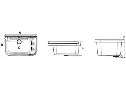 LA VENTILAZIONE LAVELLO IN PLASTICA MM600X400X280 COMPLETO DI SIFONE