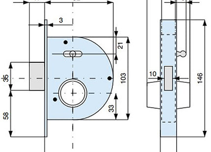 MG SERRATURA INFILARE CON CILINDRO E POMOLO ART.259 ENTRATA MM35 AMBIDX*