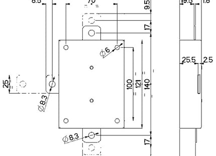 MOTTURA DEVIATORE ART.96.143 PER SERRATURA QUINTUPLICE SERIE 20/30