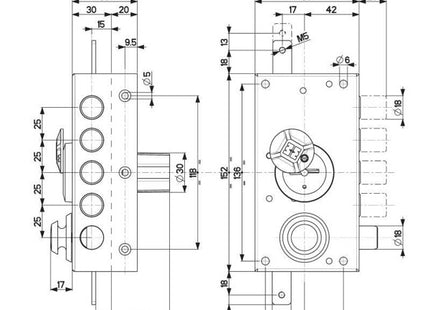 MOTTURA SERRATURA APPLICARE DOPPIA MAPPA TRIPLICE ENTRATA MM42 SX 20.537