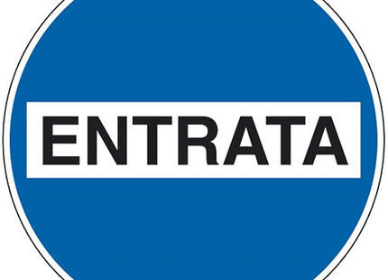 SEGNALE ENTRATA BLU ADESIVO TONDO D.MM100