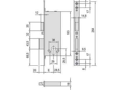 CISA ELETTROSERRATURA DA INFILARE PER MONTANTI ENTRATA MM50 AMBDX