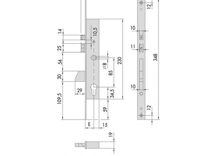 CISA ELETTROSERRATURA DA INFILARE PER MONTANTI ENTRATA MM25