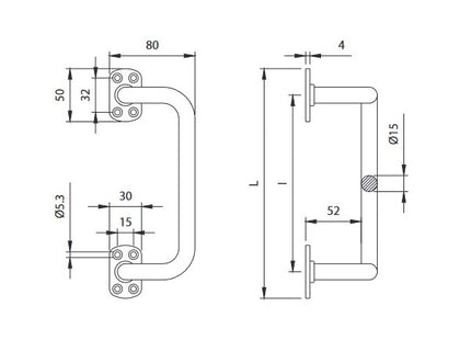 COMUNELLO MANIGLIONE ZANCATO D.MM15X265 ART.675G COLORE NERO