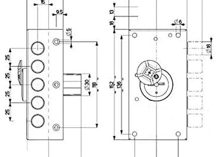 MOTTURA SERRATURA APPLICARE DOPPIA MAPPA LATERALE ENTRATA MM42 SX 20.507