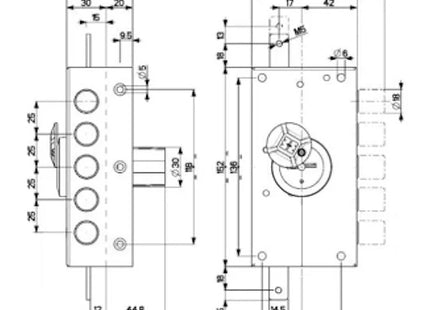 MOTTURA SERRATURA APPLICARE DOPPIA MAPPA TRIPLICE ENTRATA MM42 DX 20.527