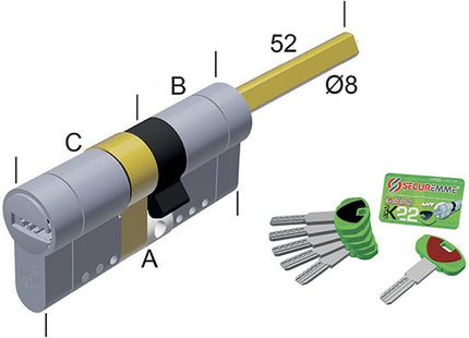 SECUREMME CILINDRO EVOK22 MODULARE PREDISPOSTO PER POMOLO MM31/51