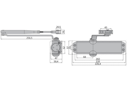 ASSA ABLOY CHIUDIPORTA AEREO SERIE DC120 ARGENTO EV1