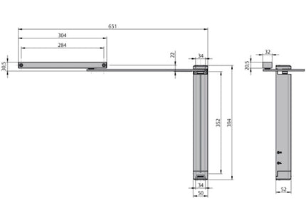 ASSA ABLOY CHIUDICANCELLO VERTICALE SERIE DC630G DX ARGENTO EV1