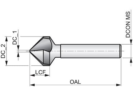 DORMER SVASATORE 3 TAGLIENTI HSS 90° DIN 335C D.MM20,5X 63