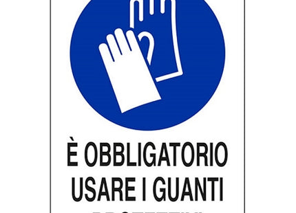 SEGNALE E' OBBLIGATORIO USARE I GUANTI PROTETTIVI IN ALLUMINIO MM300X200