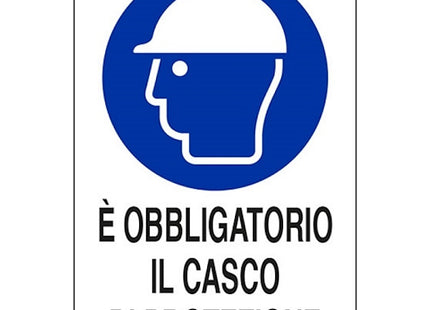 SEGNALE E' OBBLIGATORIO IL CASCO DI PROTEZIONE IN ALLUMINIO MM300X200