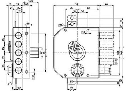 MOTTURA SERRATURA APPLICARE DOPPIA MAPPA TRIPLICE ENTRATA MM63 SX 20.530
