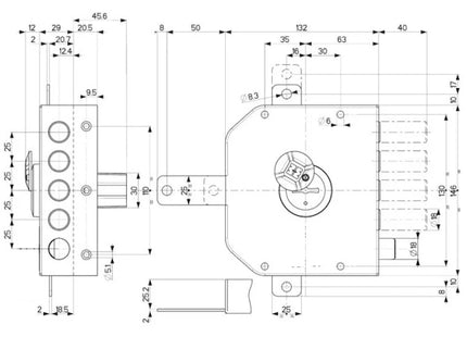 MOTTURA SERRATURA APPLICARE DOPPIA MAPPA QUINTUPLA ENTRATA 63 DX 20.540