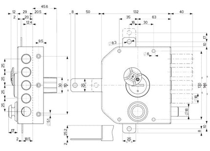MOTTURA SERRATURA APPLICARE DOPPIA MAPPA QUINTUPLA ENTRATA 63 SX 20.550