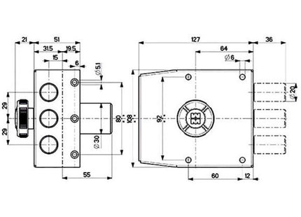 MOTTURA SERRATURA APPLICARE C10 LATERALE ENTRATA MM64 ART.30.401 DX