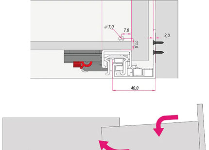 RAM GUIDE PER CASSETTI A SCOMPARSA SOFT-SELF CLOSING KG35 MM510