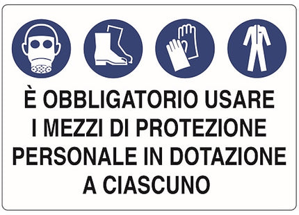 SEGNALE E' OBBLIGATORIO USARE I MEZZI DI PROT...IN ALLUMINIO MM500X350
