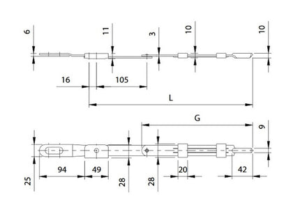 COMUNELLO CATENACCIO A LEVA PUNTA ARROTONDATA ZINCATO ART.720-350