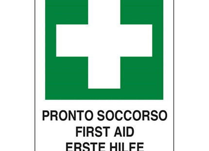 SEGNALE PRONTO SOCCORSO FIRST AID ERSTE HILFE...IN ALLUMINIO MM300X200