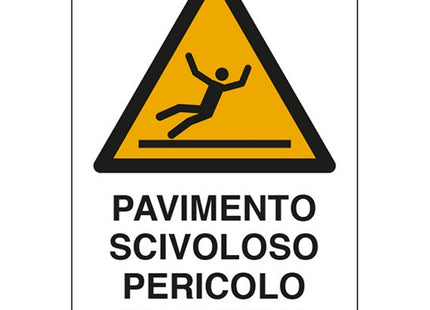 SEGNALE PAVIMENTO SCIVOLOSO PERICOLO DI CADUTA IN ALLUMINIO MM300X200