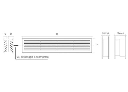 LA VENTILAZIONE GRIGLIA IN ABS DA INCASSO TELESCOPICA MM480X 98 BIANCO