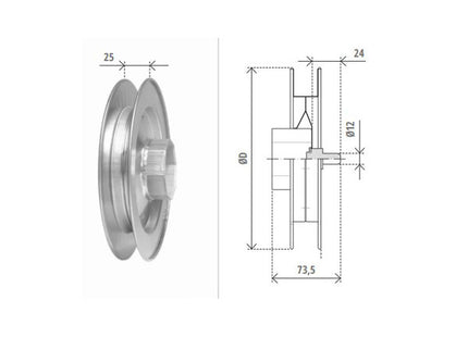 BOLIS PULEGGIA CON CALOTTA PER RULLO OTTAGONALE LISCIO D.MM220