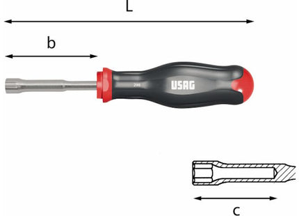 USAG  298 CHIAVE A BUSSOLA ESAGONALE CON IMPUGNATURA MM 6