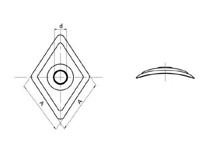FRIULSIDER GUARNIZIONI ROMBOIDALI IN POLIETILENE MM27X27 FORO MM6 PZ100