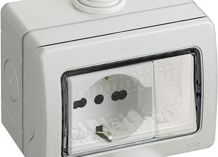 BTICINO IDROBOX PRESA SCHUKO BIPASSO+DEVIATORE IN CUSTODIA IP55 3 MODULI