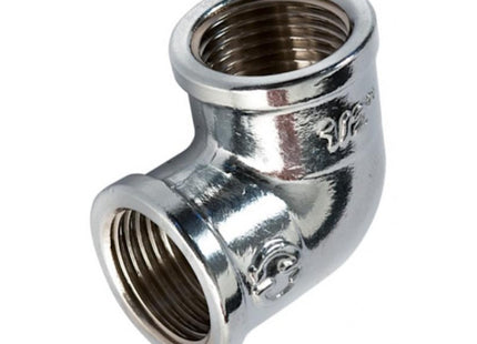 IDRO-BRIC GOMITO A 90° FF IN OTTONE CROMATO LUCIDO DA 1/2"