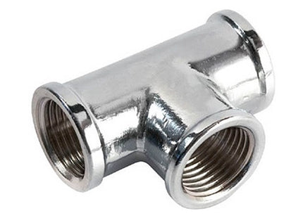 IDRO-BRIC GOMITO A T FFF IN OTTONE CROMATO LUCIDO DA 1/2"