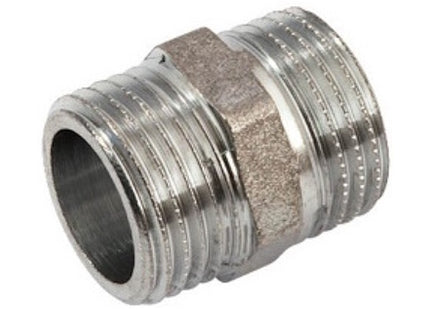 IDRO-BRIC NIPPLO DOPPIO MM IN OTTONE CROMATO LUCIDO DA 1/2"