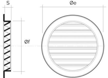 LA VENTILAZIONE GRIGLIA IN ABS TONDA DA INCASSO CON RETE D.MM 96 BIANCO