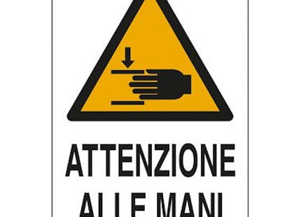 SEGNALE ATTENZIONE ALLE MANI ADESIVO MM180X120