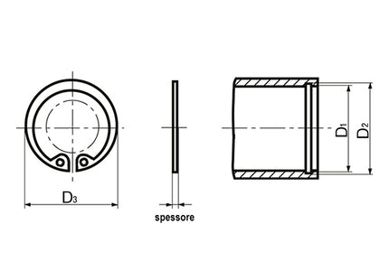 ANELLO DI ARRESTO PER FORI (SEEGER I) UNI 7437 DIN 472 D.MM 29