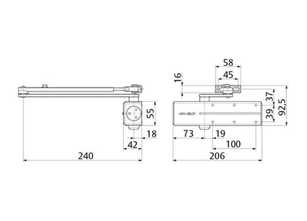 ASSA ABLOY CHIUDIPORTA AEREO SERIE DC140 ARGENTO EV1