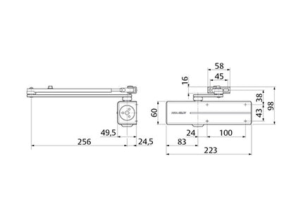 ASSA ABLOY CHIUDIPORTA AEREO SERIE DC200 ARGENTO EV1