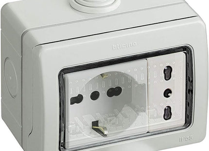 BTICINO IDROBOX PRESA SCHUKO BIPASSO IN CUSTODIA IP55 3 MODULI