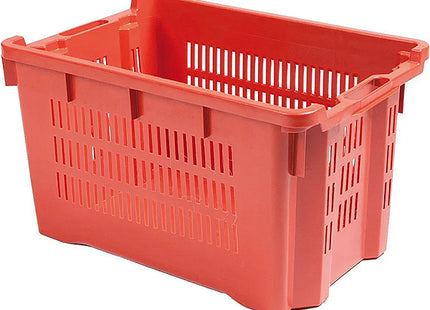 CESTA RETTANGOLARE FORATA IN PLASTICA CON MANIGLIE LT40 CM56X35X31 ROSSA