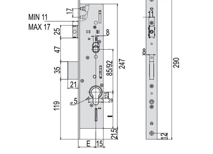 CISA SERRATURA DA INFILARE PER MONTANTI ENTRATA MM30 AMBIDESTRA