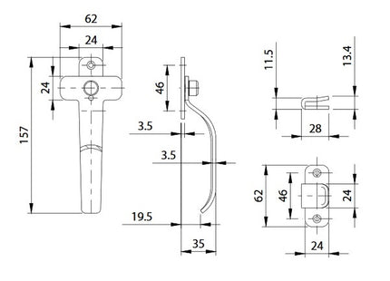 COMUNELLO MANIGLIA A BLOCCO REVERSIBILE ART.662 ZINCATA