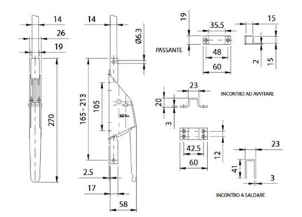 COMUNELLO CARIGLIONE "CAR" PER ASTE MM14X14 ART.680 ZINCATO
