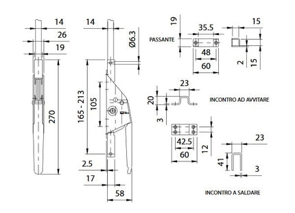 COMUNELLO CARIGLIONE "CAR" CON CILINDRO PER ASTE MM14X14 ART.682 ZINCATO