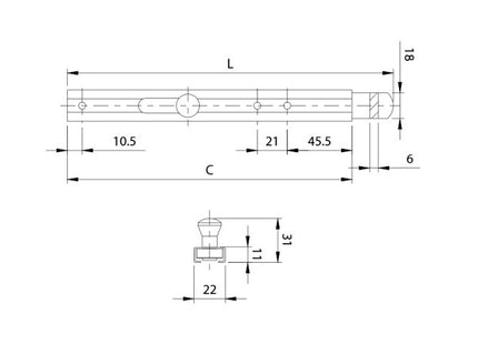 COMUNELLO CATENACCIO AD AVVITARE MM18 ZINCATO ART.800-200