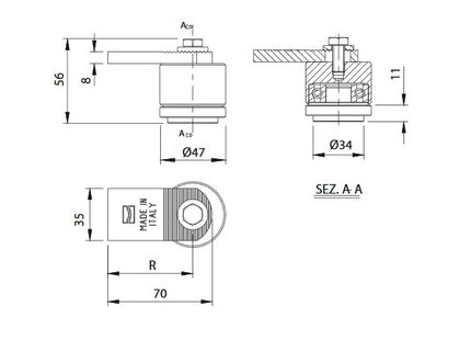 COMUNELLO CARDINE INOX SUPERIORE CON PIASTRA ART.86I-P D.MM50