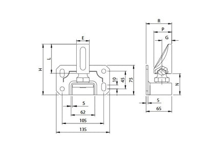 COMUNELLO PERNO SFERICO REGOLABILE E PIASTRA ART.106PST-20 ZINCATO