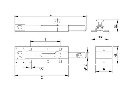 COMUNELLO CATENACCIO PORTA LUCCHETTO ASTA TONDA BRONZATO ART.752-195